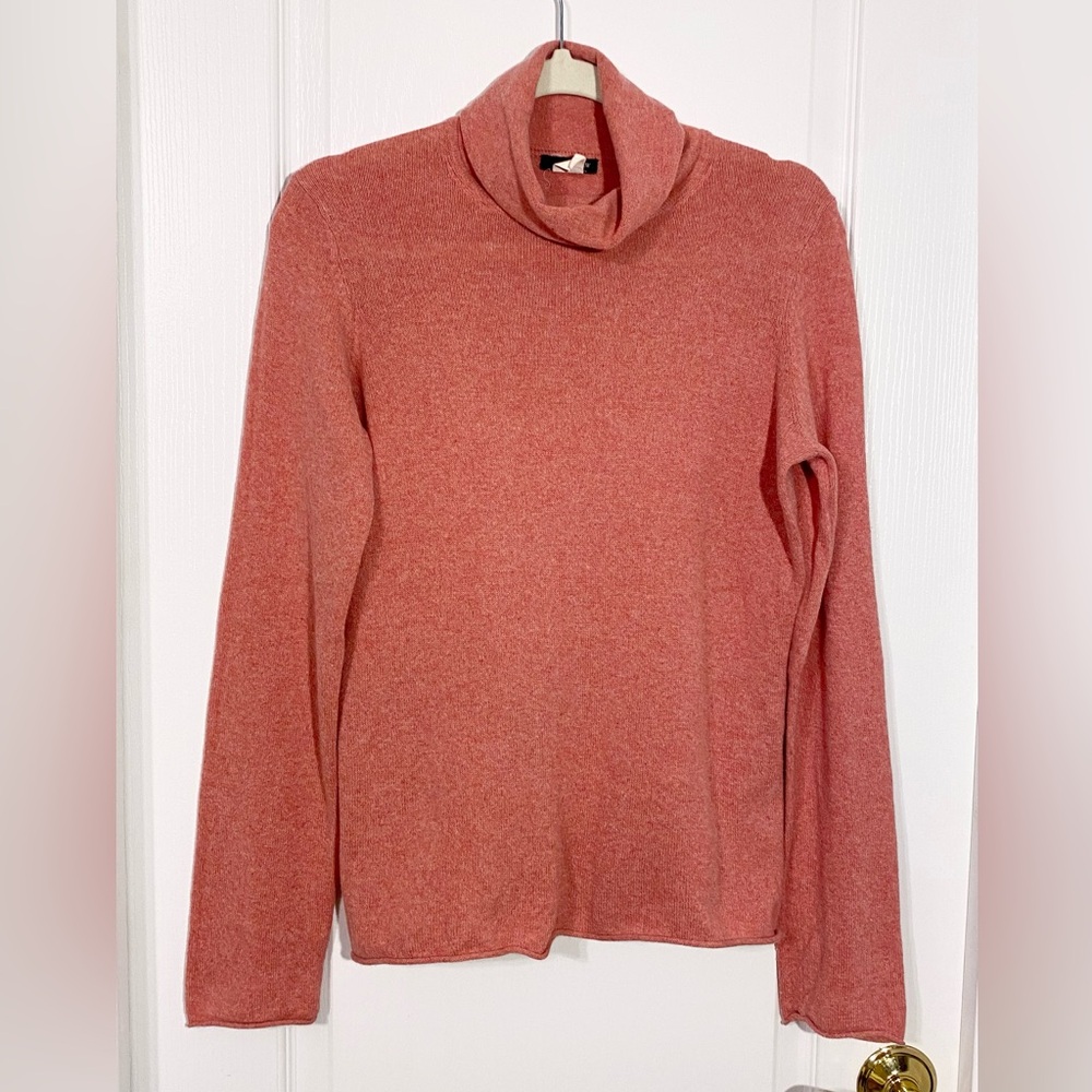 Y2K VTG J.Crew Cotton CASHMERE Turtleneck Sweater Coral Red Size Medium